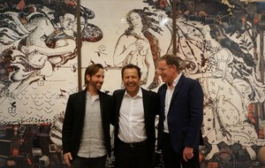 Yaron Haramati, Vik Muniz & Serge Tiroche at the opening of "Vik Muniz: Pictures of Anything" at the Tel Aviv Museum of Art